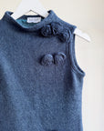 Dusty Blue Mohair Knit Rosette Top