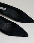 Onyx Suede Pointed Flat | Size 9.5