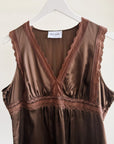 Espresso Lace Trim Silk Tank