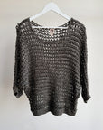 Charcoal Open-Knit Slouch Pullover