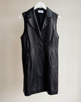 Onyx Leather Sleeveless Long Vest