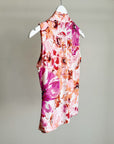 Pink Floral Draped Sleeveless Top