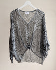 Smoke Sheer Silk Animal Print Top - Hey Jude