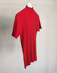 Ruby Red Silk Short Sleeve Ribbed Knit