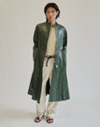 Forest Green Leather Zip Trench Coat - Hey Jude