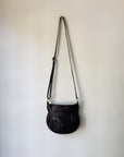 Dark Brown Curved Leather Crossbody - Hey Jude