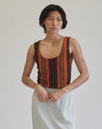 Orange Textured Stripe Knit Tank - Hey Jude