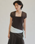 Chocolate Sheer Panel Top - Hey Jude