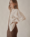 Cream Embroidered Pleat Blouse