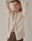 Cream Embroidered Pleat Blouse