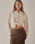 Cream Embroidered Pleat Blouse