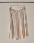 Cream Pleated Silk Midi Skirt
