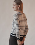 Ice Blue Striped Cotton Cardigan