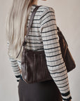 Chocolate Brown Leather Shoulder Bag