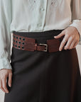 Brown Wide Grommet Leather Belt