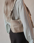 Tan Leather Zip Shoulder Bag