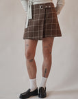 Birch Plaid Wrap Mini Skirt