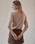 Taupe Ribbed Silk Turtleneck