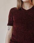 Wine Textured Chenille Tee