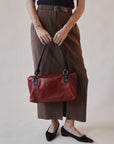 Red + Black Rectangle Leather Shoulder Bag