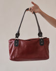Red + Black Rectangle Leather Shoulder Bag