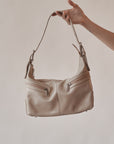 Tan Leather Zip Shoulder Bag