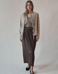 Walnut Silk Belted Maxi Skirt