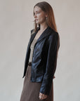 Black Modern Leather Zip Jacket