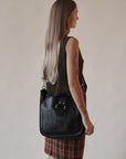 Black Pebbled Leather Crossbody Bag
