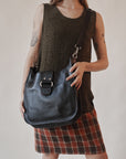 Black Pebbled Leather Crossbody Bag