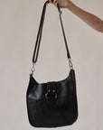 Black Pebbled Leather Crossbody Bag