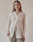 Ivory Lace Button-Up Blouse