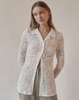 Ivory Lace Button-Up Blouse