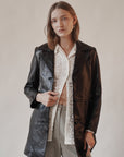 Black Leather Midi Coat