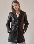 Black Leather Midi Coat