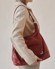 Cherry Red Leather Hobo Bag