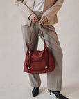 Cherry Red Leather Hobo Bag