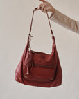 Cherry Red Leather Hobo Bag