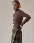 Pecan Silk Knit Turtleneck