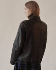Ink Boxy Leather Jacket