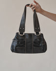 Onyx Contrast Stitch Leather Bag
