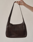 Woven Brown Leather Shoulder Bag