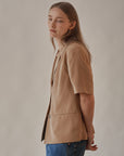 Caramel Silk Short Sleeve Blazer
