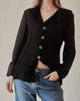 Black Mesh Knit Blouse