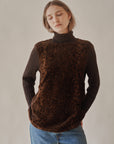 Leopard Textured Knit Turtleneck