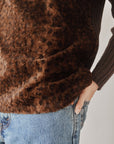 Leopard Textured Knit Turtleneck