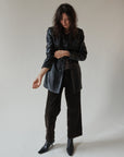 Raven Button Up Leather Midi Jacket