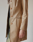 Camel Leather Midi Coat