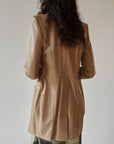 Camel Leather Midi Coat