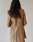 Camel Leather Midi Coat